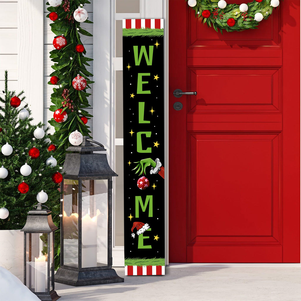 Christmas Welcome Door Sign - Standing Hanging Home Front Door Decoration