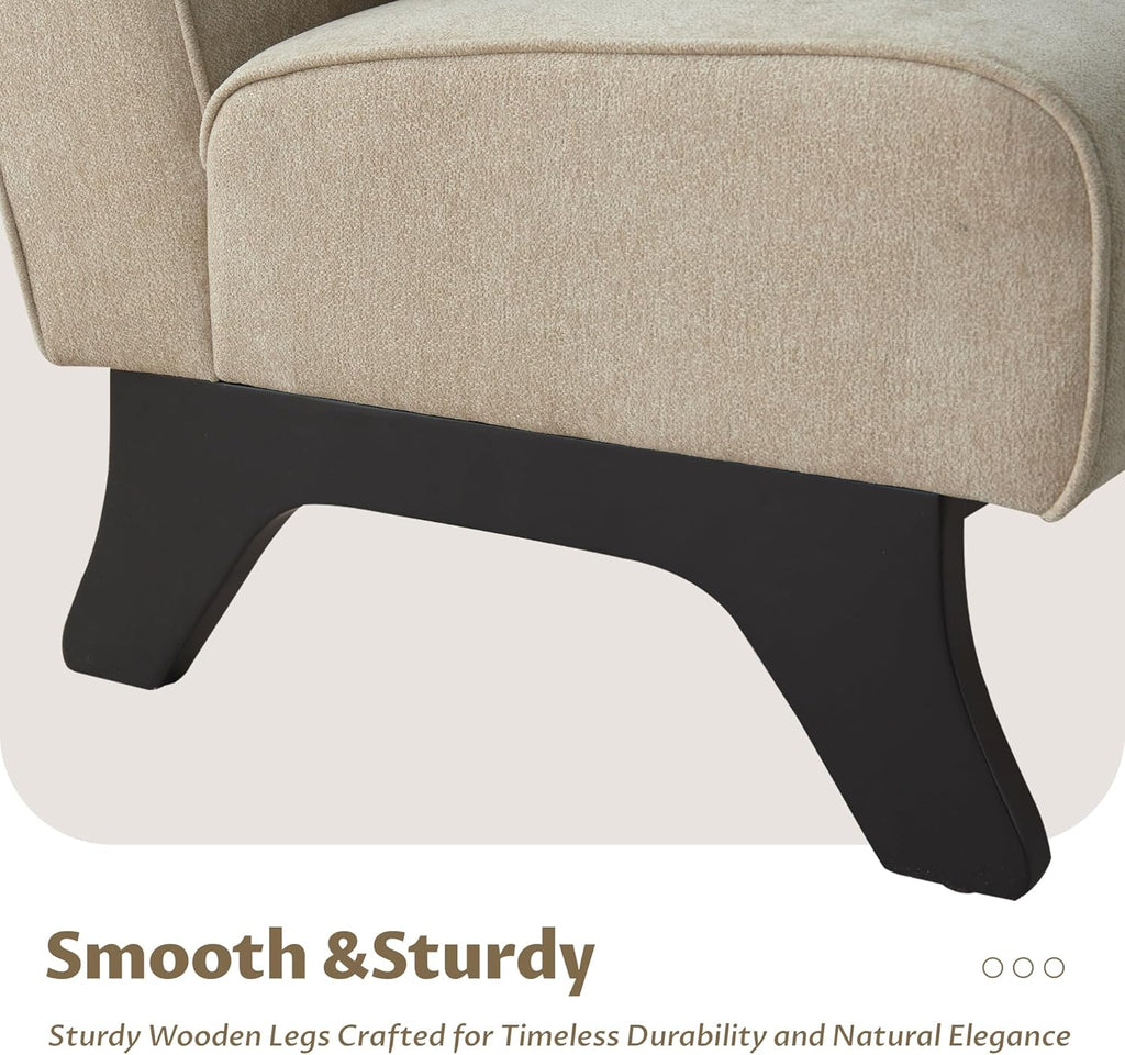 Armless Accent Chair Upholstered Comfy Modern Living Room Side Chair | Comfy Small Accent Lounge Chair with Pillow &