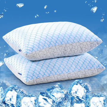 King Size Pillows Set of 2, Shredded Memory Foam Pillows, Cooling Pillow King 2 Pack, Foam Pillow for Sleeping
