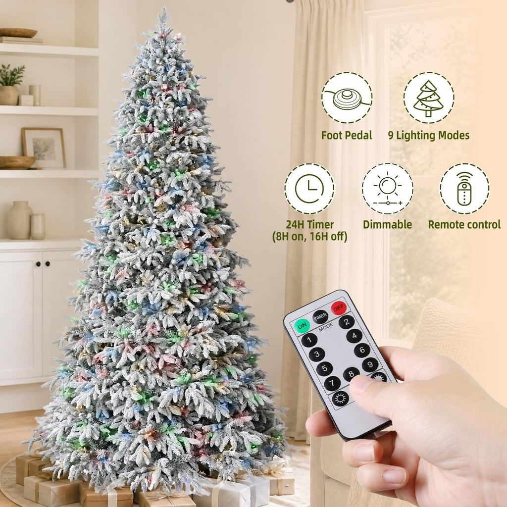 Prelit Luxury Flocked Christmas Tree with Remote Control