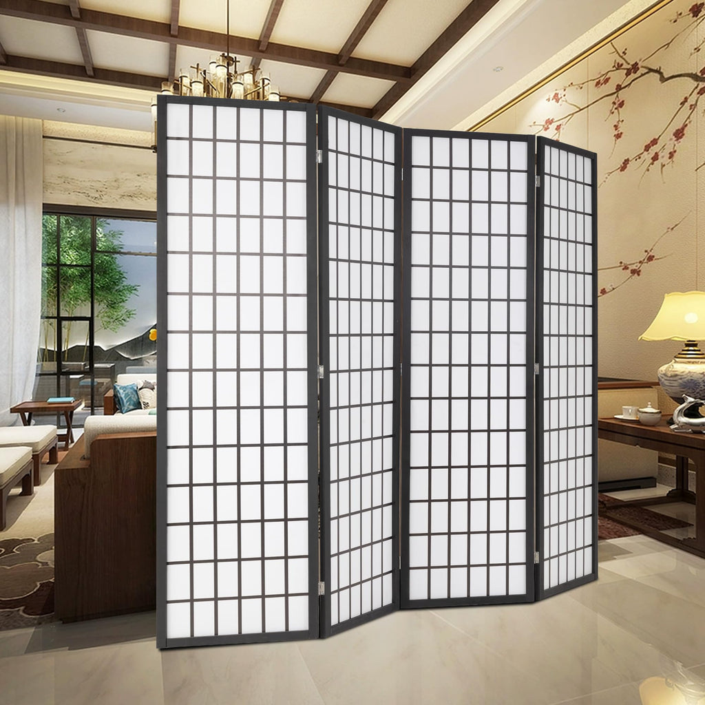 Room Divider 6Ft Folding Oriental Shoji Screen - Portable Privacy Divider with 4 Panels, Freestanding