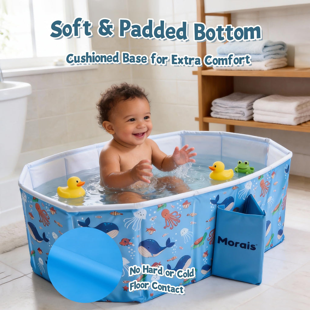 Collapsible Baby Bathtub, Portable Toddler Bath Tub for Shower