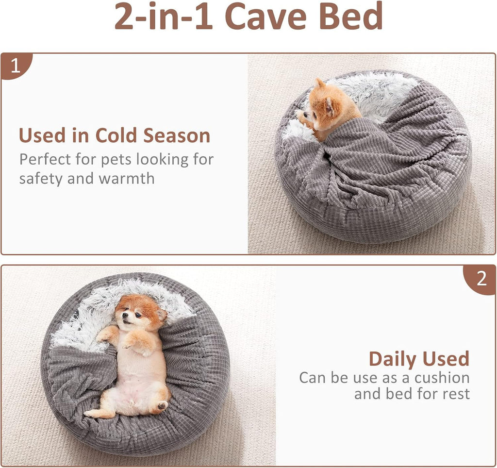 Dog Bed for Small Medium Dogs with Hooded Attached Washable, 26in