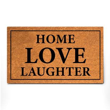 Coconut Coir Home Entrance Door Mat - 17.5" x 30" | Home Love Laughter Heavy-Duty Doormat for Indoor & Outdoor Use