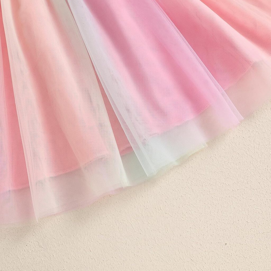 Toddler Birthday Girl Outfit Birthday Girl Letter Embroidery Shirt Top Mesh Tutu Donut Skirt Princess Party Skirt Set
