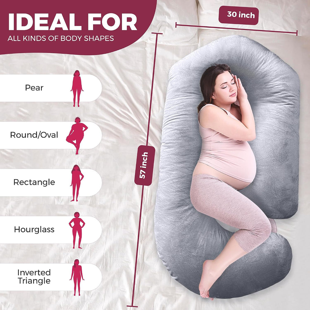 Pregnancy Pillows for Sleeping - 57-Inch Maternity Pillow for Pregnant Women with Removable Washable Cover - Support