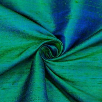 Mart Direct Peacock 100% Pure Silk Dupioni Fabric By The Yard, 1 Yard 41 inches Width Pure Raw Silk Solid Color Blue