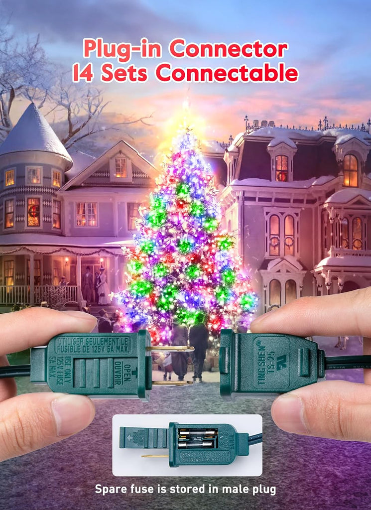 Multicolor C7 LED Christmas String Lights Outdoor, 50FT 52 0.6W Bulbs