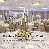 Candelabra Gold Centerpiece 5 Arms Taper Candle Holder Gold Centerpiece with Acrylic Tubes for Table Decoration