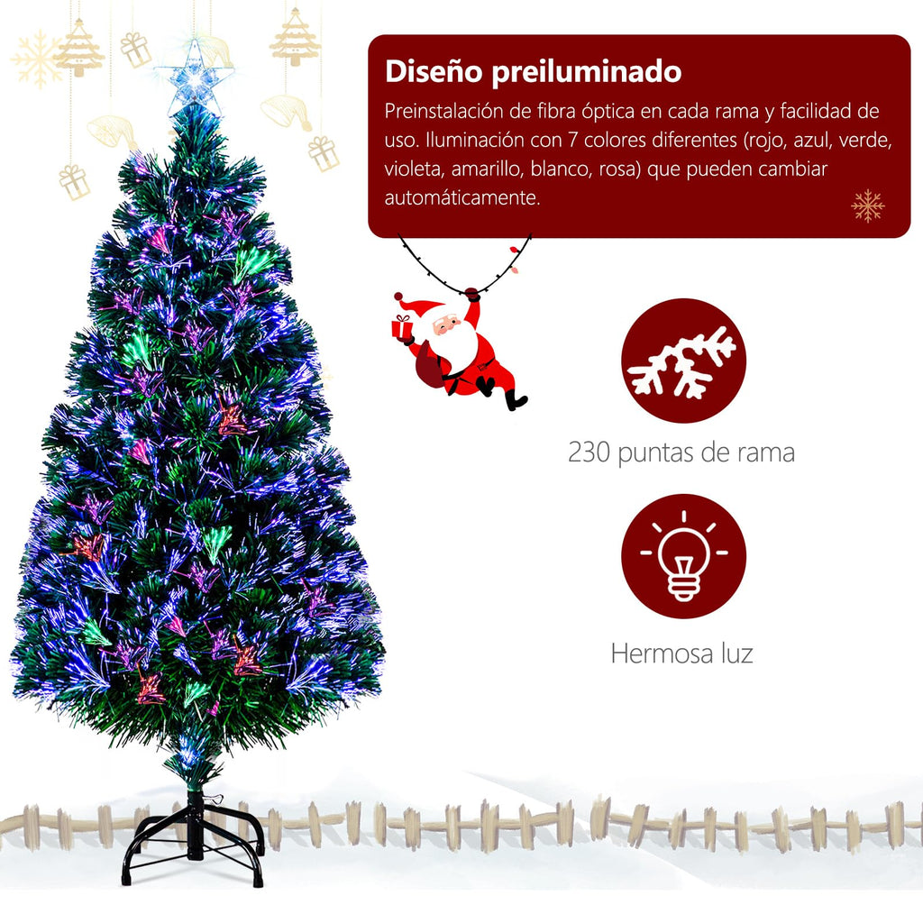 6FT Fiber Optic Artificial Christmas Tree with Star Top, Green