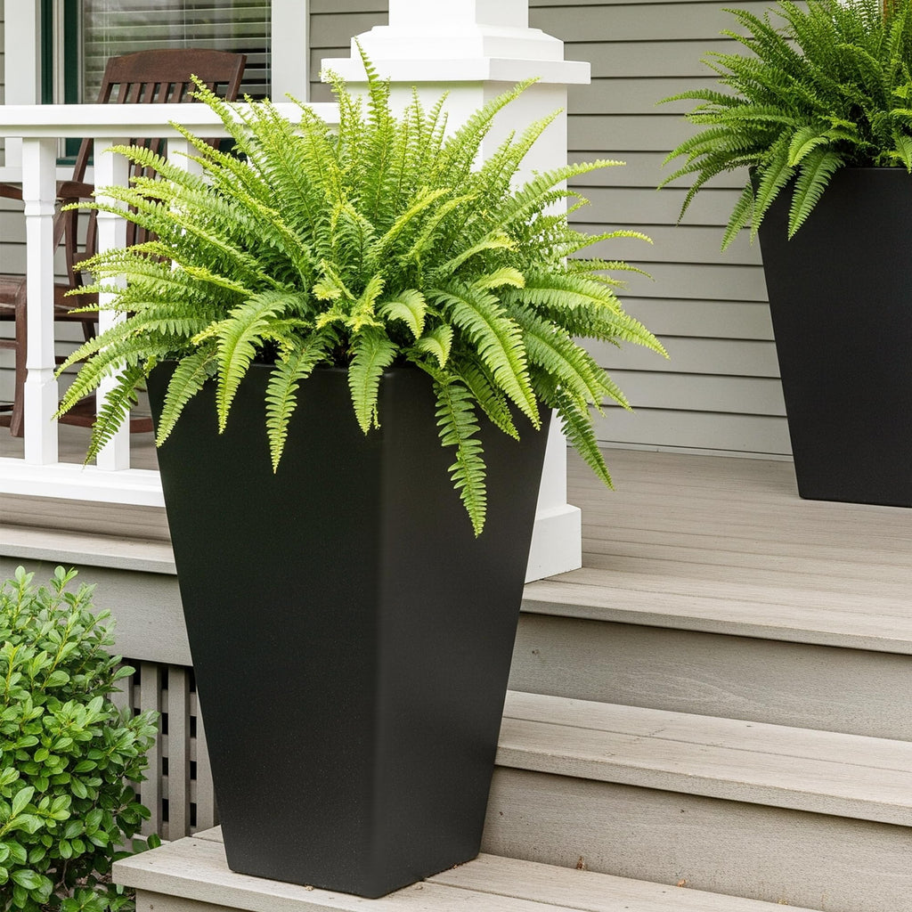 20" Tall Planters Set of 2, Black Tall Plant Pots for Indoor Outdoor