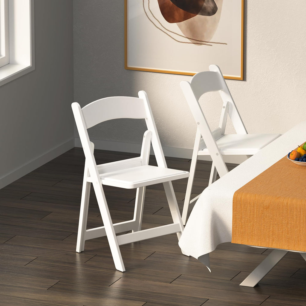 Resin Folding Chair with Vinyl Padded Seat, Capacity, 4 Pack Comfortable Chair Set for Party Wedding Events