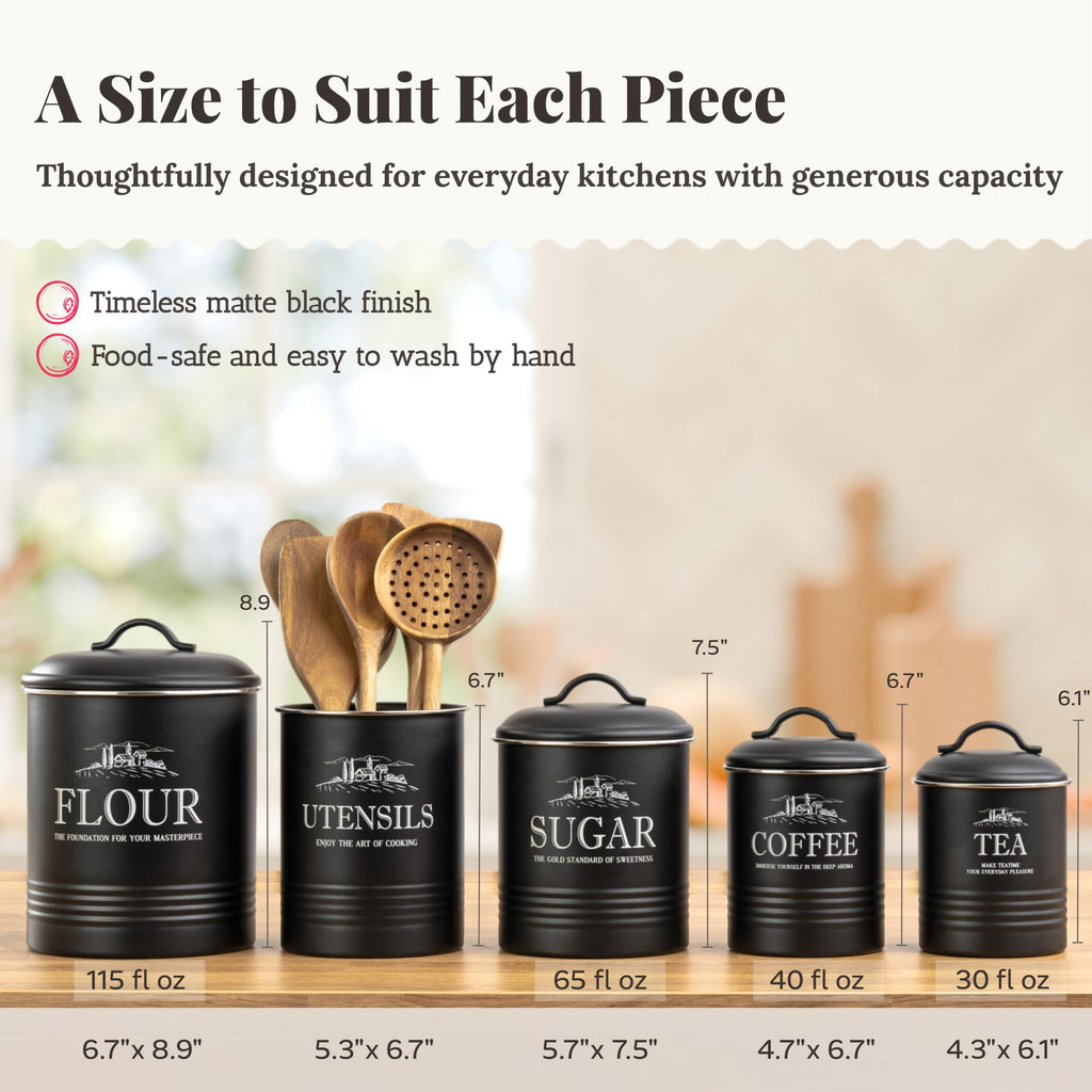 5-Piece Farmhouse Kitchen Canister Sets Counter