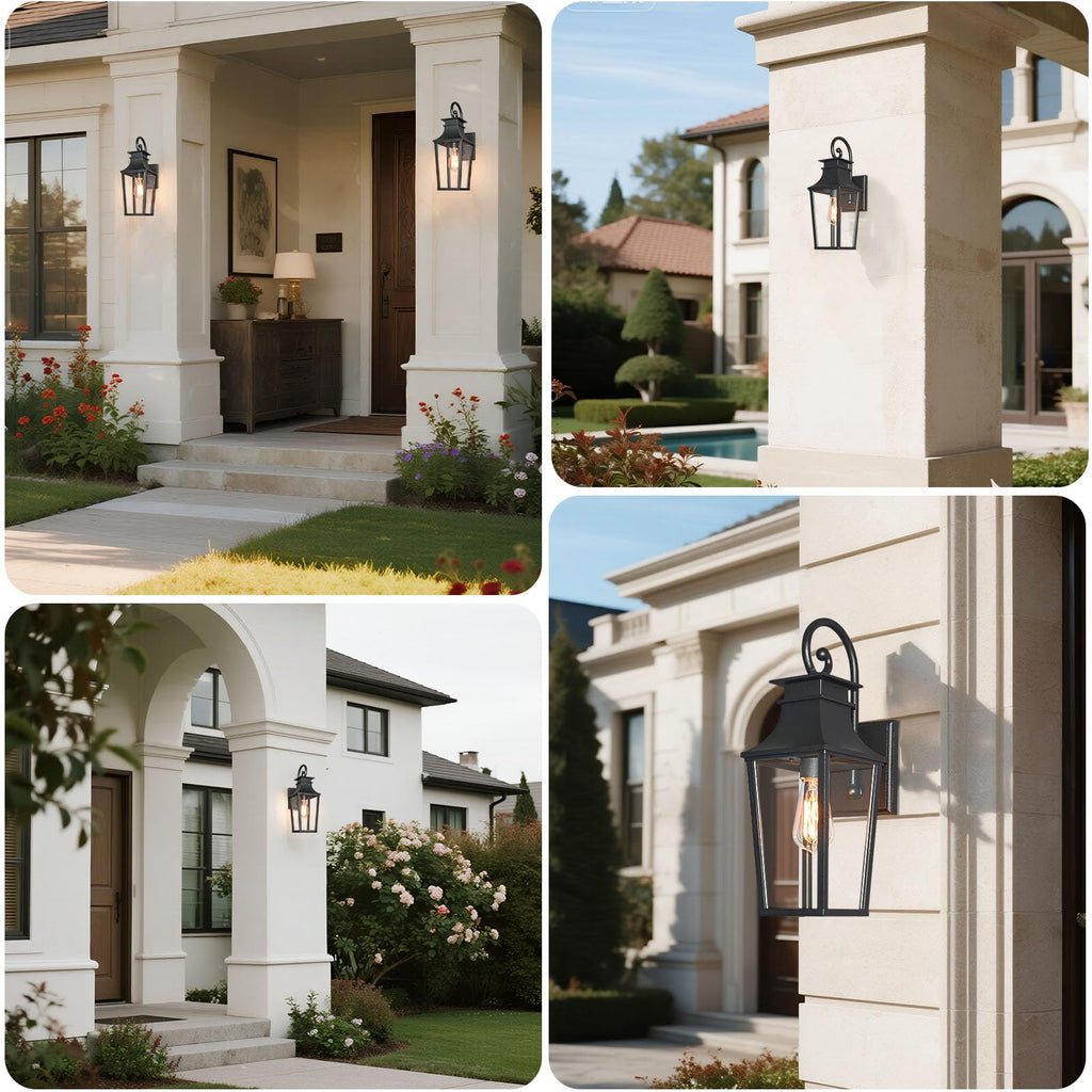 19" Matte Black Large Outdoor Wall Sconce