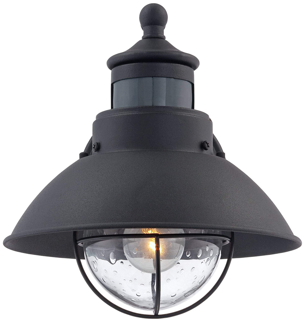 Oberlin 9" Black Auto-On Motion Sensor Rustic Outdoor Light Fixture