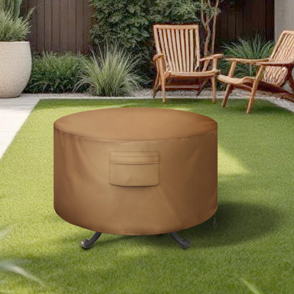 Round Fire Pit Cover, Waterproof 600D Heavy Duty Cover Fits Round Outdoor Fire Pit or Table 48"D x 22"H-Fade &