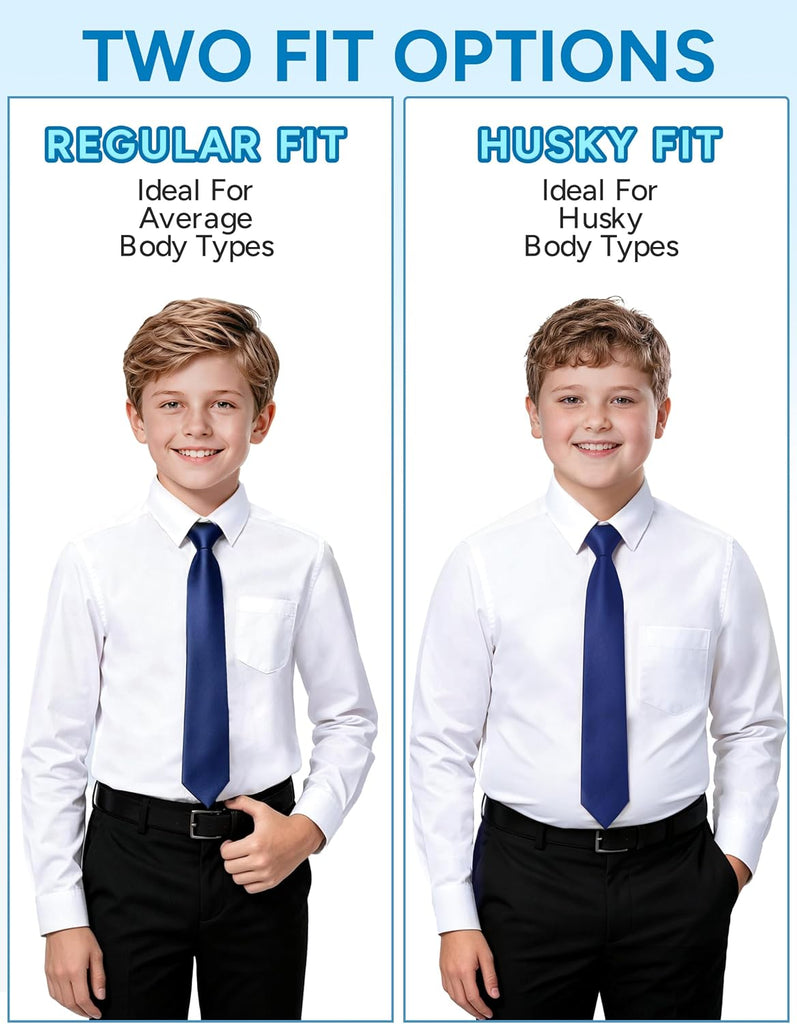 Boys Long Sleeve Dress Shirts with Tie, Regular & Husky