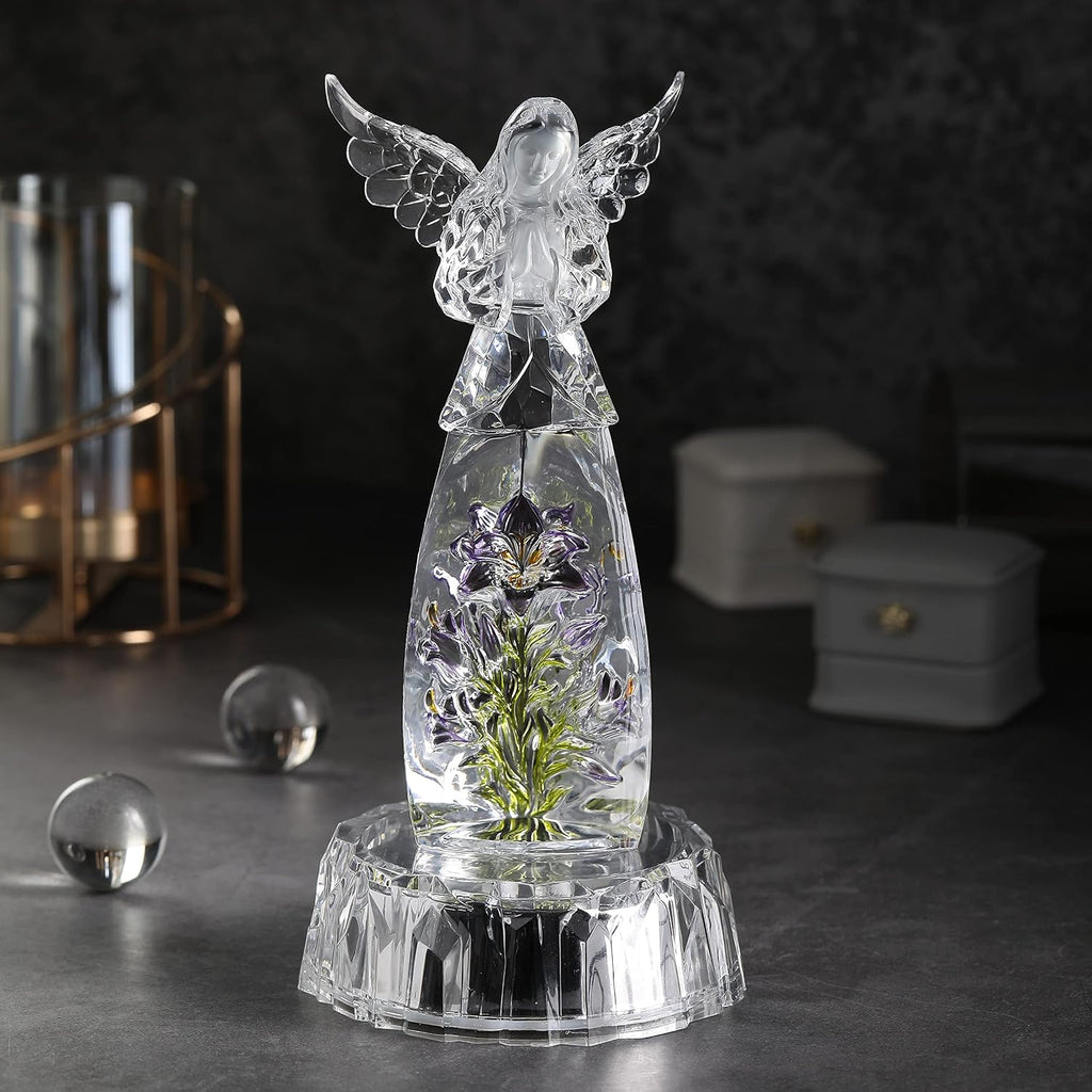 Praying Angel Acrylic Statue 8.6"H LED Lighted Christmas Decor