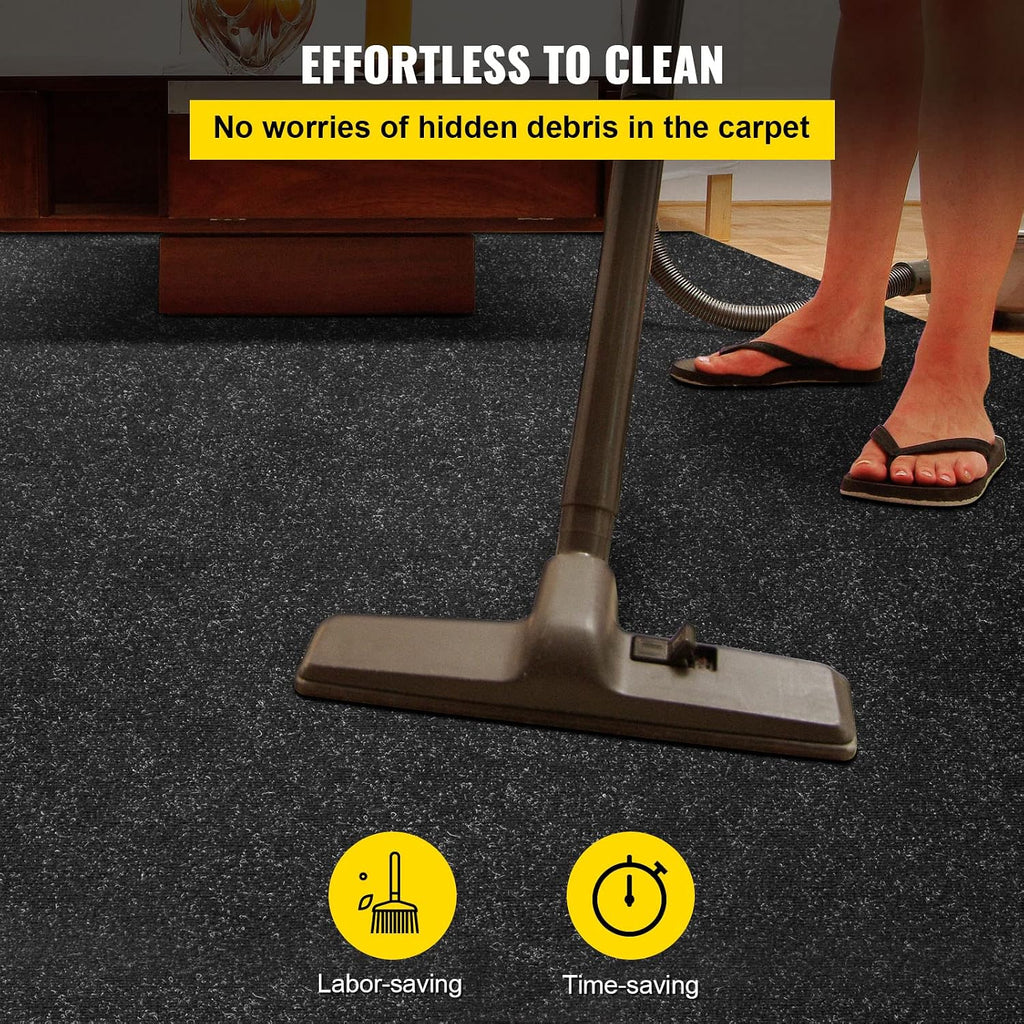 Marine Carpet, 6 x 13 ft Indoor Outdoor Carpet Charcoal Black Marine Grade Boat Carpet with Water-Proof TPR Backing