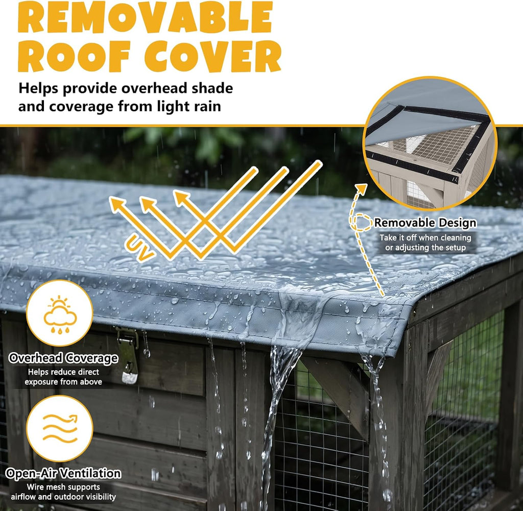 Large Catio Outdoor Cat Enclosure for 1-3 Cats, Multi-Level Wooden
