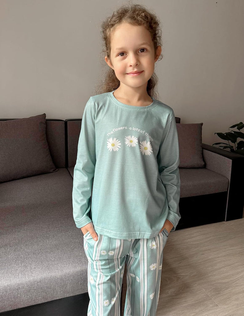 Pajamas Set for Girls Long Sleeve & Pants Pjs Soft Lounge Sets