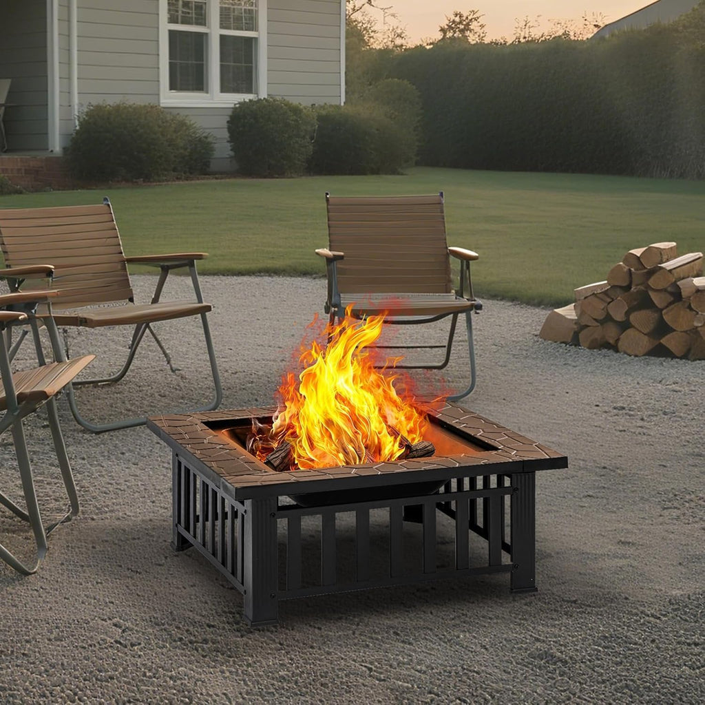 Fire Pit Table 32 Inch Square Metal Stove