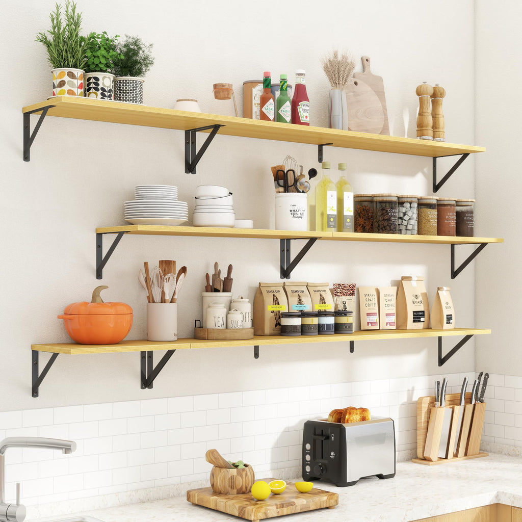 Floating Shelves for Wall Decor, 24" Wx8 D Wall Mount Floating Bookshelf Set of 2, Hanging Storage Shelf with Sturdy