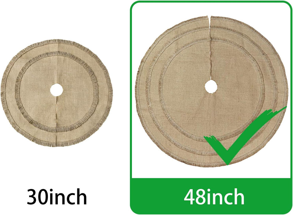 Christmas Tree Skirt, 48 inches Natural Burlap Jute Plain with Tassels, Rustic Xmas Holiday Decoration...