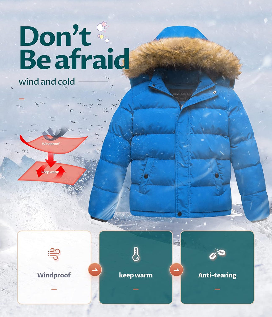 Boy's Water Resistant Winter Coats Warm Fleece Lined Outwear Windbreaker Ski Jacket