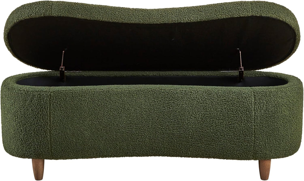 Bailey Boucle-Style Curved Storage Accent Bench
