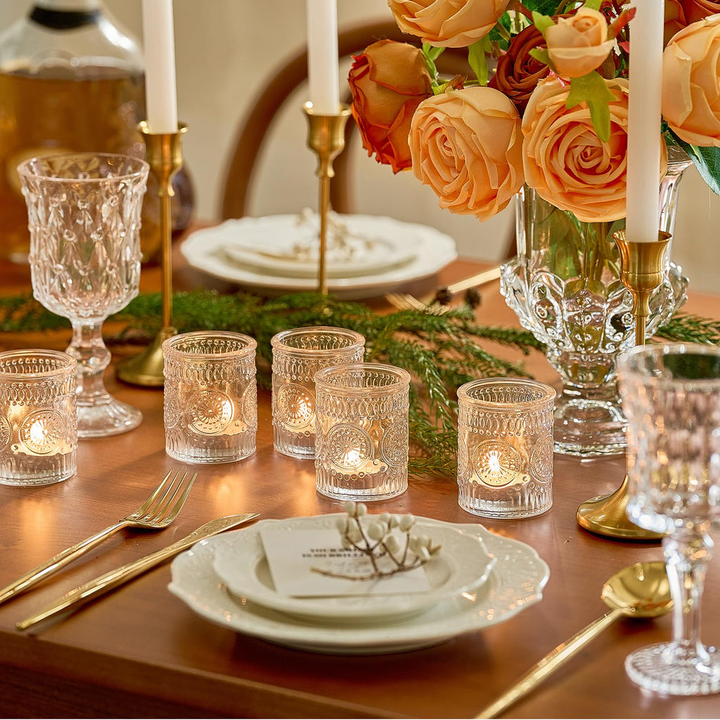 30 Pack Clear Glass Votive Candle Holders, Vintage Candle Holder Bulk, Tealight Candle Holders for Table