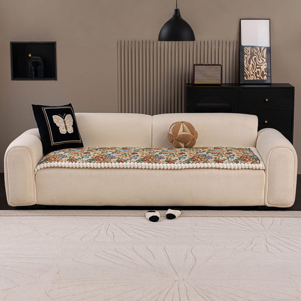Retro Floral Pet Couch Seat Covers Thick Quilted Sofa Cushion Covers for Dogs Washable 3 Seater Non Slip Slipcover