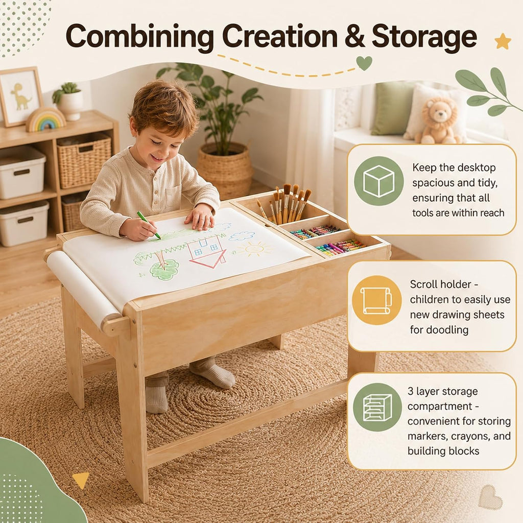 Light Table for Kids, in-1 Activity Table with Storage & LED Light