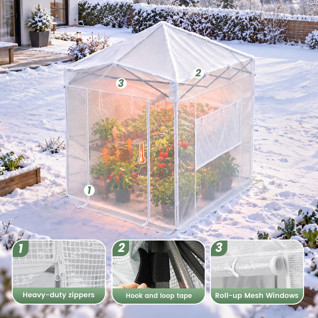 Walk-in 8x6 Pop Up Portable Greenhouse, White