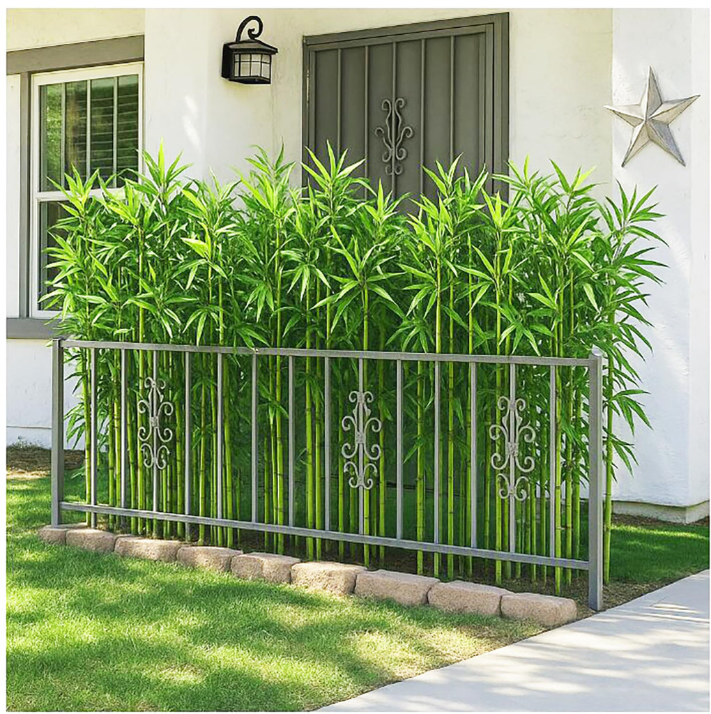 7/8ft Tall Artificial Bamboo Tree 10 Pack, Removable Faux Bamboo Outdoor with Encrypted Silk Leaves for Garden Fence