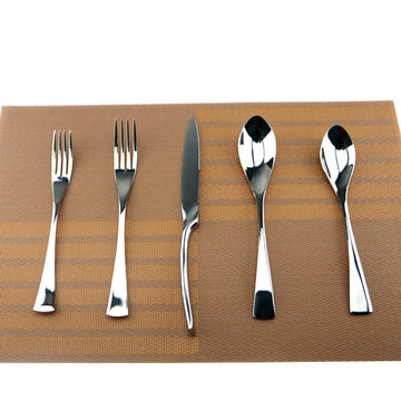 Silver Hammered Mirror Flatware Set, 20 Piece Service for 4, Cutlery Kitchen Restaurant Hotel