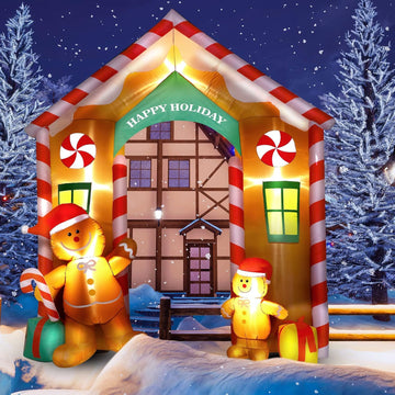 9.97ft Christmas Gingerbread Arch Outdoor Inflatable with LED Light