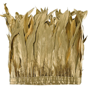 Gold Rooster Fringe Trim 2.15Yard 8-10inch for Feather Shawl Cape,DIY Sewing Craft Clothing Wedding Decoration