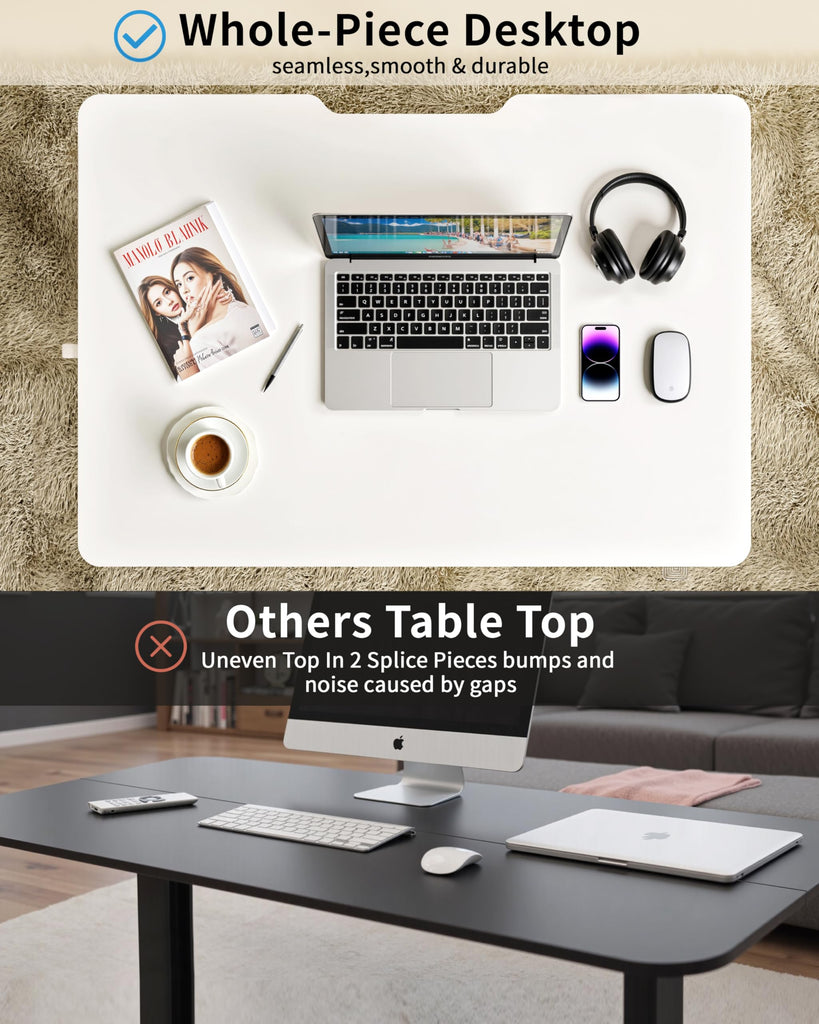 Small Electric Standing Desk, 36" x 24" Whole Piece Height Adjustable Desk, White Sit to Stand Computer Workstation