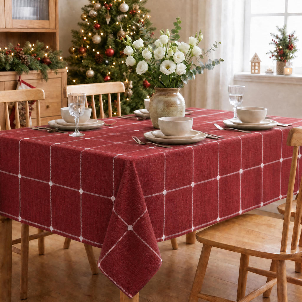 Christmas Plaid Tablecloth, Red, 60×84 Inch Rectangular