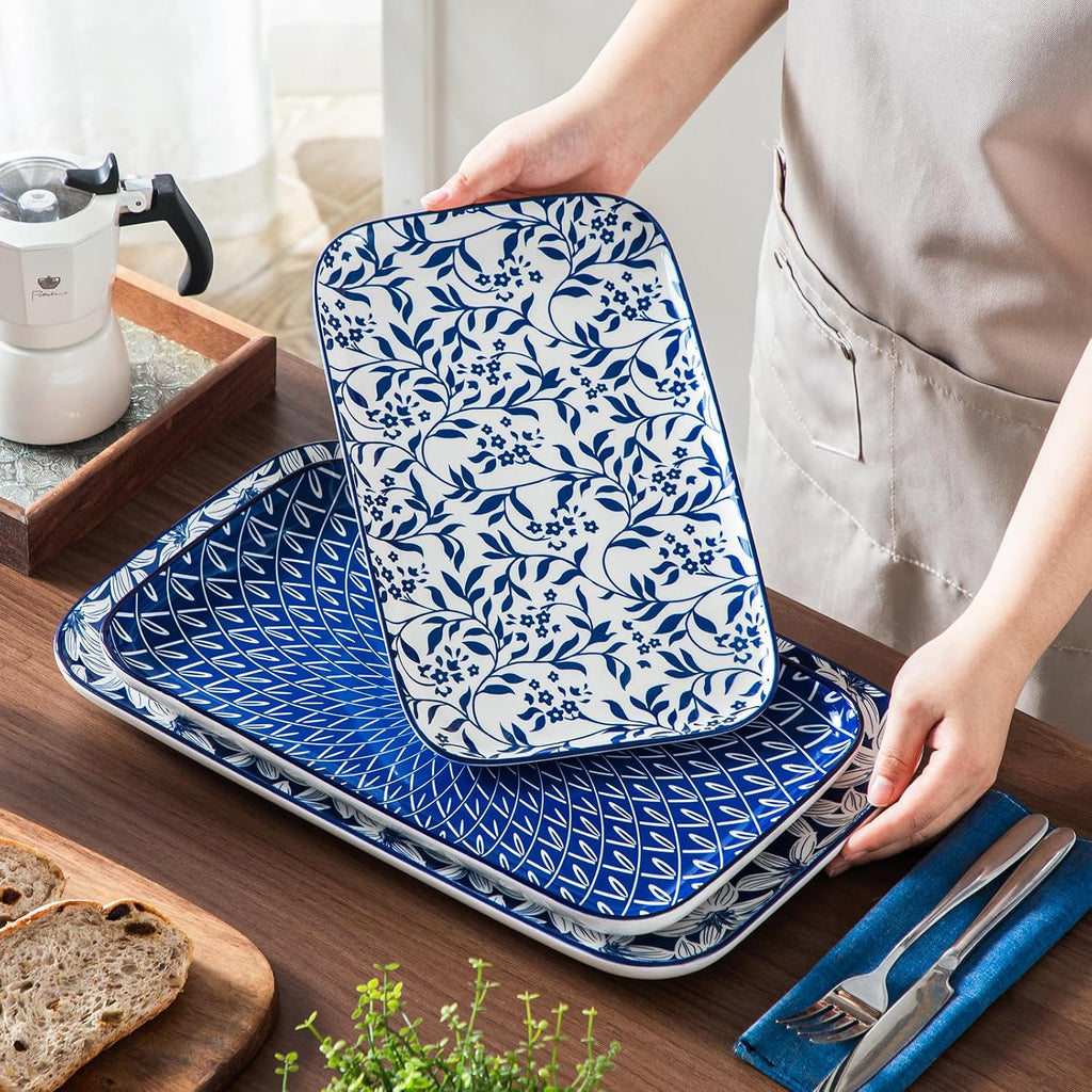 Porcelain Serving Trays for Party, Serving Platters Set of 3,Serving Dishes for Entertaining, Ceramic Party Trays and