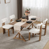 Sherpa Boucle Wooden Dining Chairs Set of 2