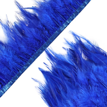 Royal Blue Rooster Feather Fringe Trim 14.7ft 3-5inch Fluffy Feathers Trim Fashion Dress Sewing Crafts,Gloves,Feather