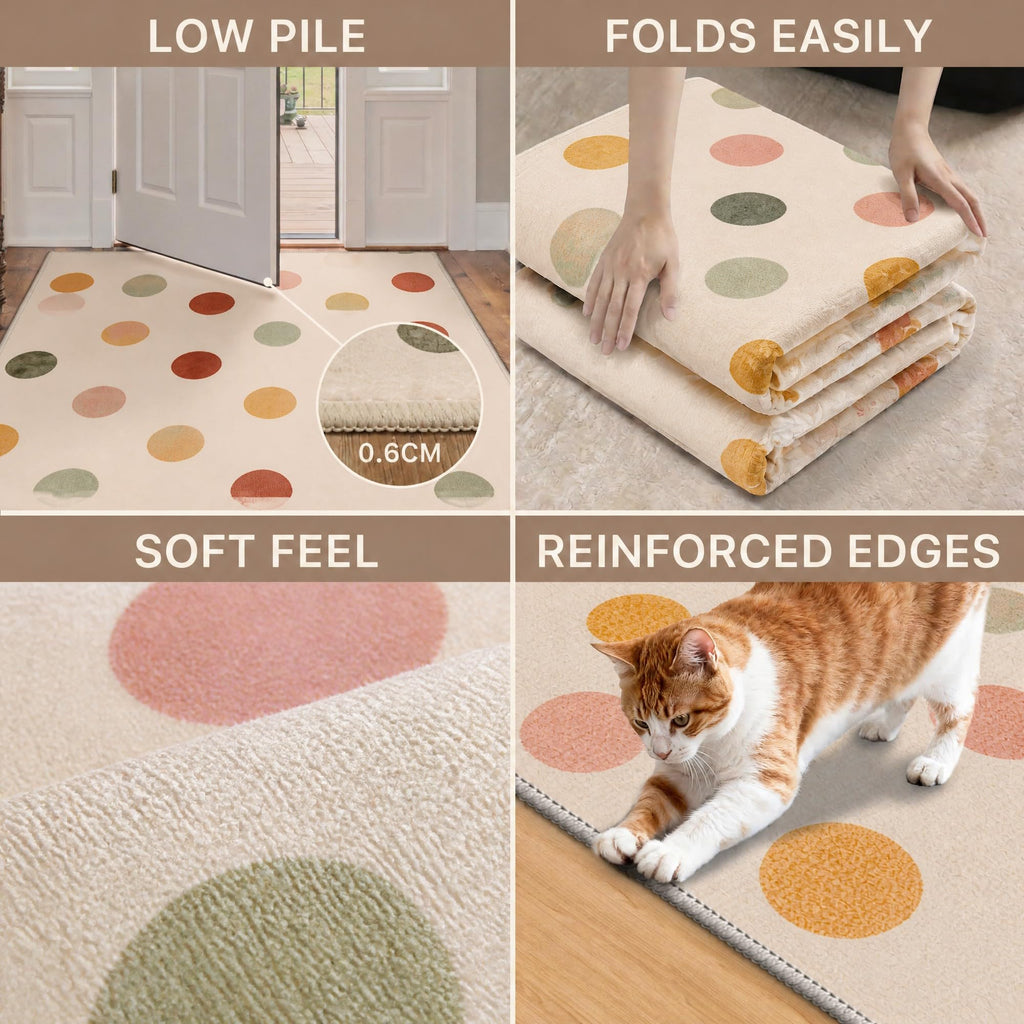 Area Rug, Minimalist Washable Polka Dots
