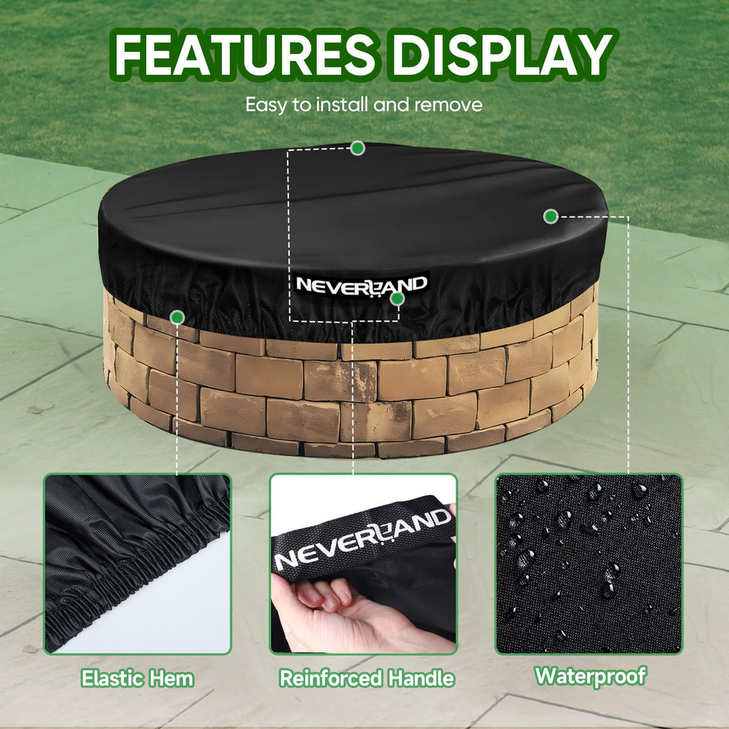 Fire Pit Cover Round, 46-51" Outdoor firepit cover for In-Ground Fire Pits