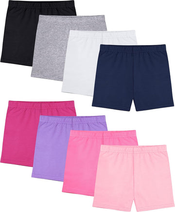 8 Pack Girls Bike Shorts Cotton Cartwheel Shorts Under Dress