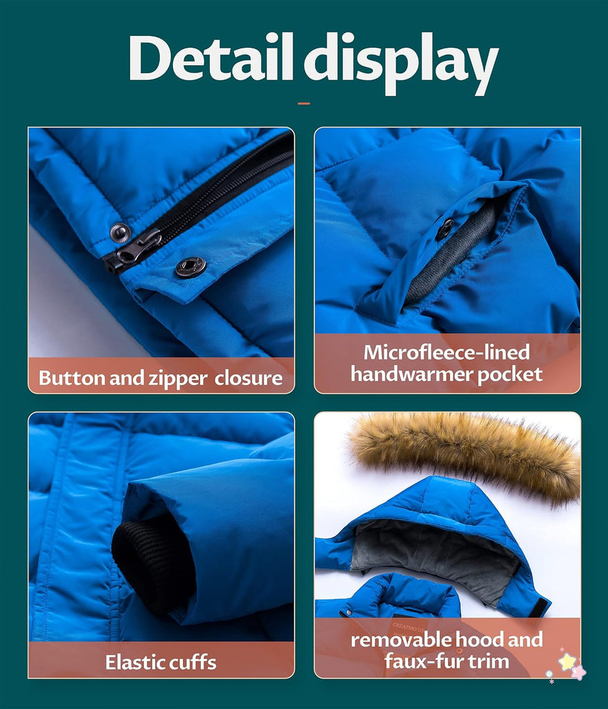 Boy's Water Resistant Winter Coats Warm Fleece Lined Outwear Windbreaker Ski Jacket