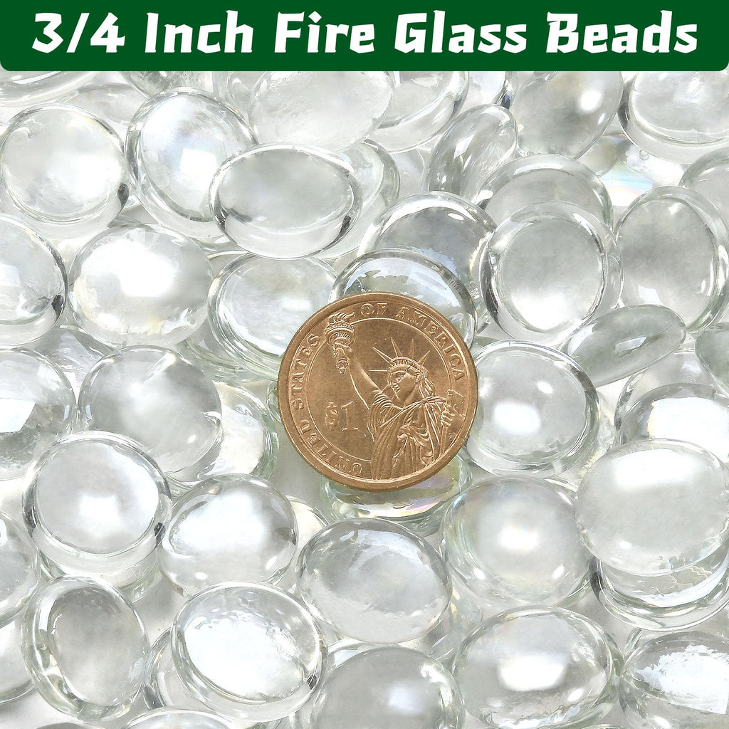 Fire Pit Glass Beads, Clear Glass Pebbles 10lb
