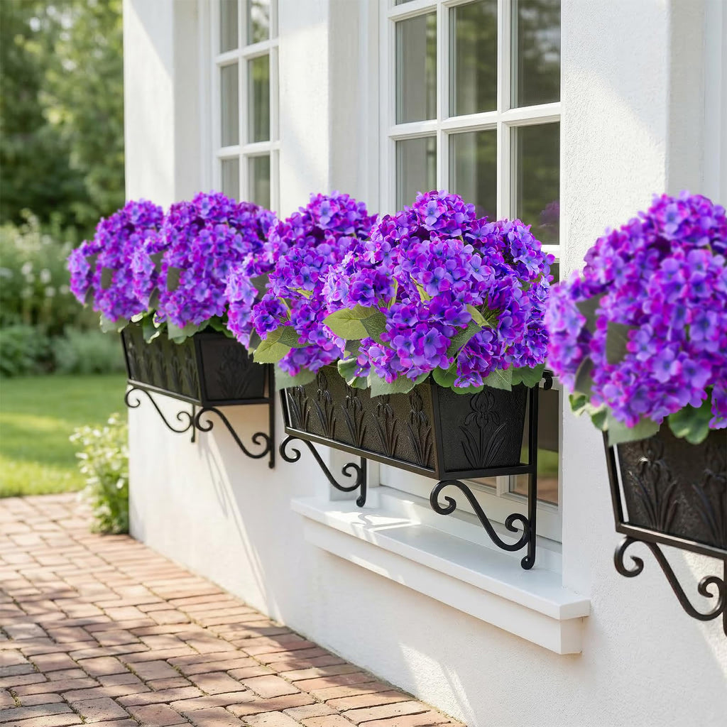 4 Pcs Hydrangea Artificial Flowers Outdoor Silk Bouquets, UV Resistant Faux Hydrangeas Flowers for Table Vase