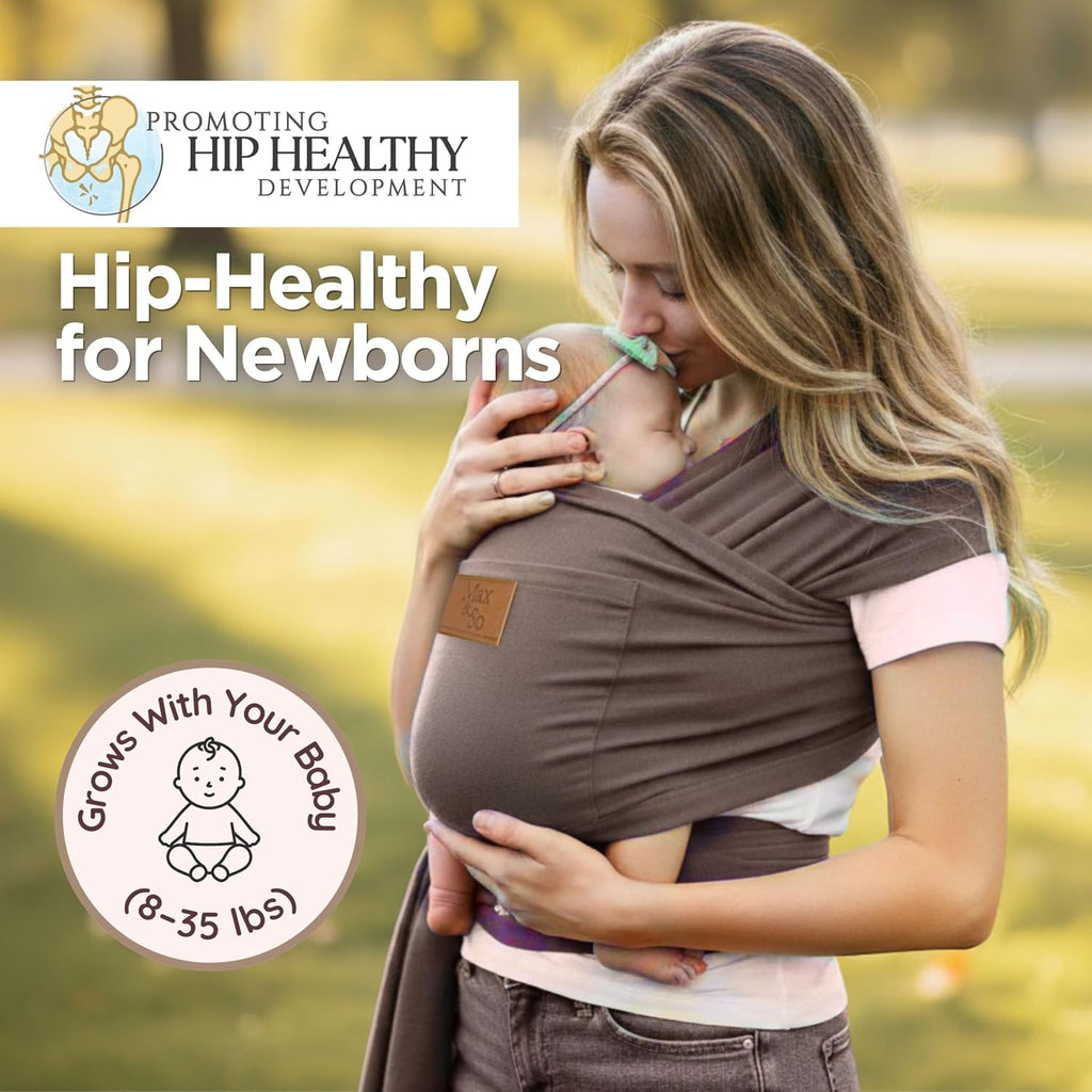 Wrap Carrier for Newborn to Toddler, Hands-Free Stretchy Baby Carrier Wrap with Front Pocket, 95% Cotton 5% Spandex